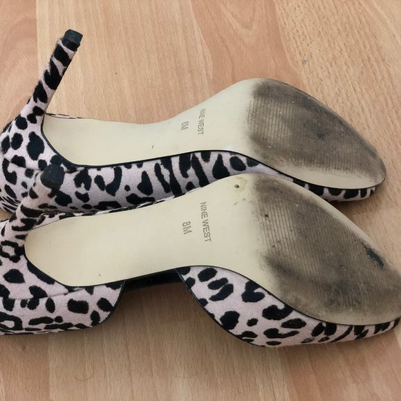 Nine West 8M Peep Toe Pumps Heels Cheetah Leopard Animal Print - Picture 2 of 4